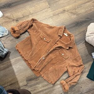 Altar'd State Corduroy Button-Up Jacket in Rust Brown